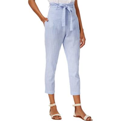 J.O.A. Womens Striped Casual Cropped Pants, Blue, Medium