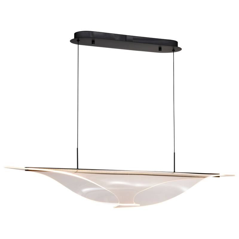 Geneva 46 Inch LED Island Pendant Matte Black Silk Screened Acrylic Lens - Matte Black