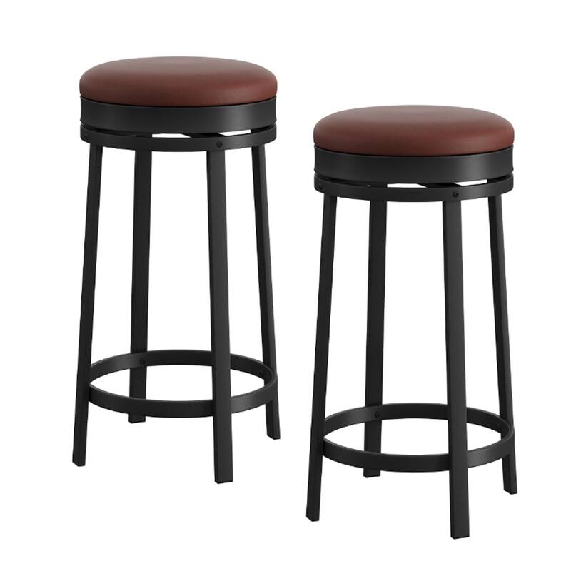 Swivel Bar Stools, Set of2/ 4 Bar Chairs, 61 cm High Kitchen Counter Stools with Faux Leather Seat and Sturdy Metal Frame