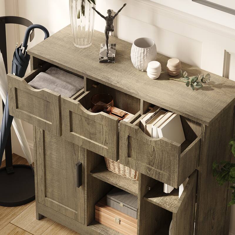 35.4" Wide 3 Drawer Sideboard ,Storage Cabinet & Buffet - 35.40"x31.10"x11.80"