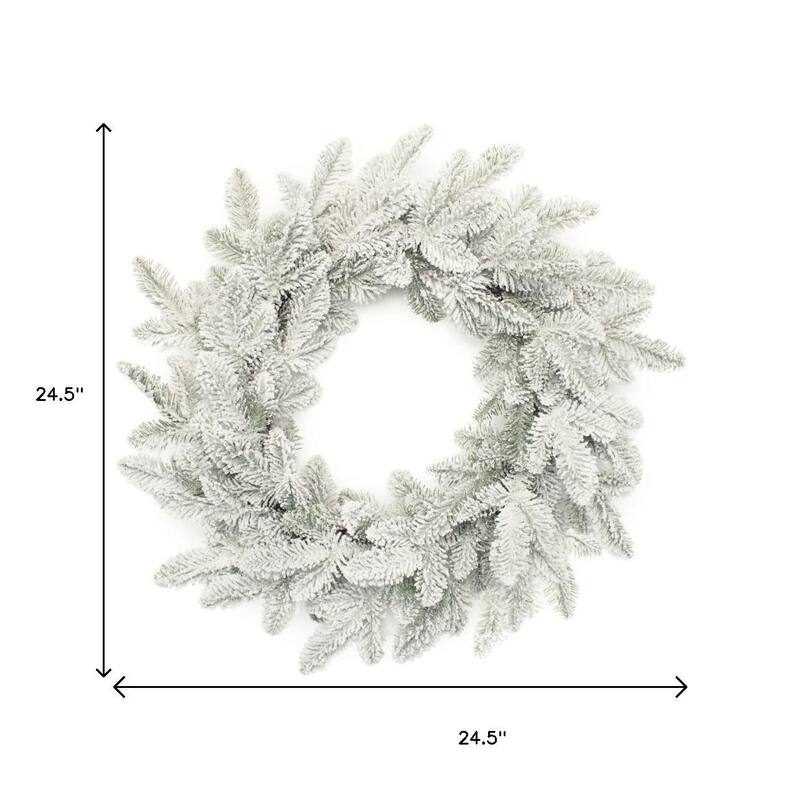 HomeRoots 25" White Flocked Pine Christmas Artificial Wreath