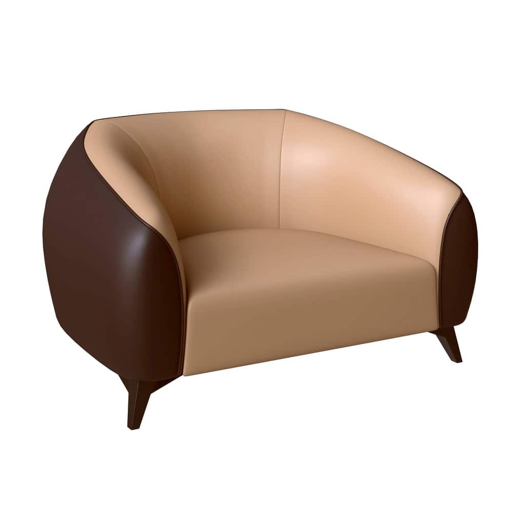 Opula Eco-Leather Single-Seater Sofa Accent Armchair with Metal Legs Side Chair for Living Rooms, Bedrooms, or Office Lounges