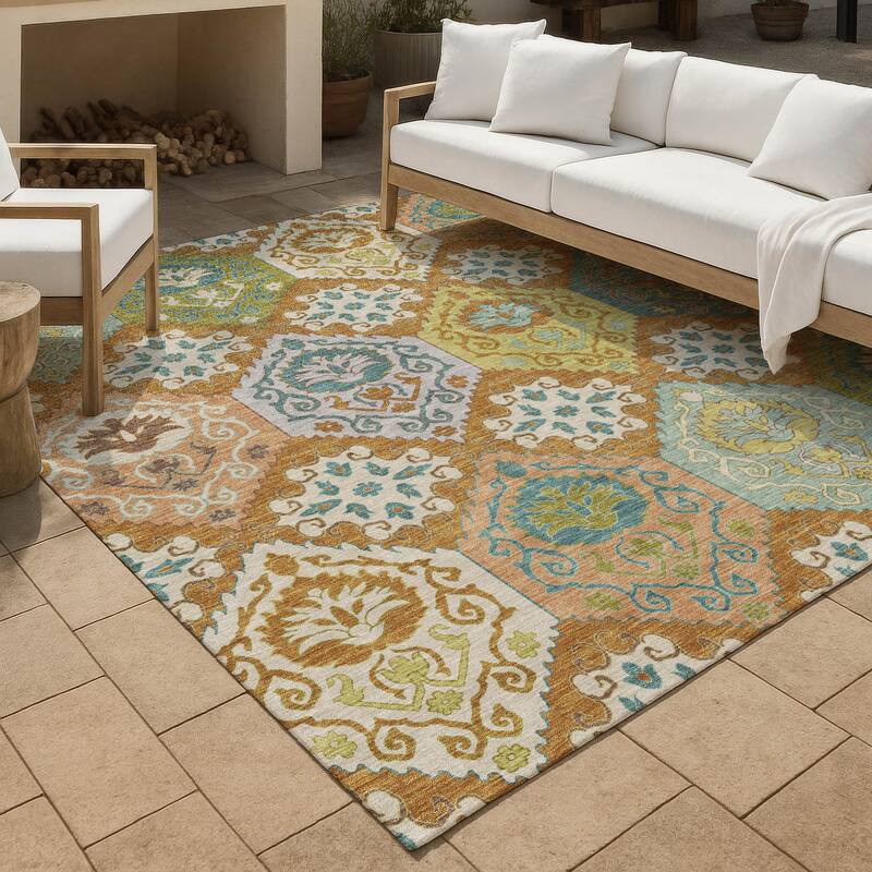 Machine Washable Indoor/ Outdoor Global Bayfield Chantille Rug - Paprika - 5' x 7'6"