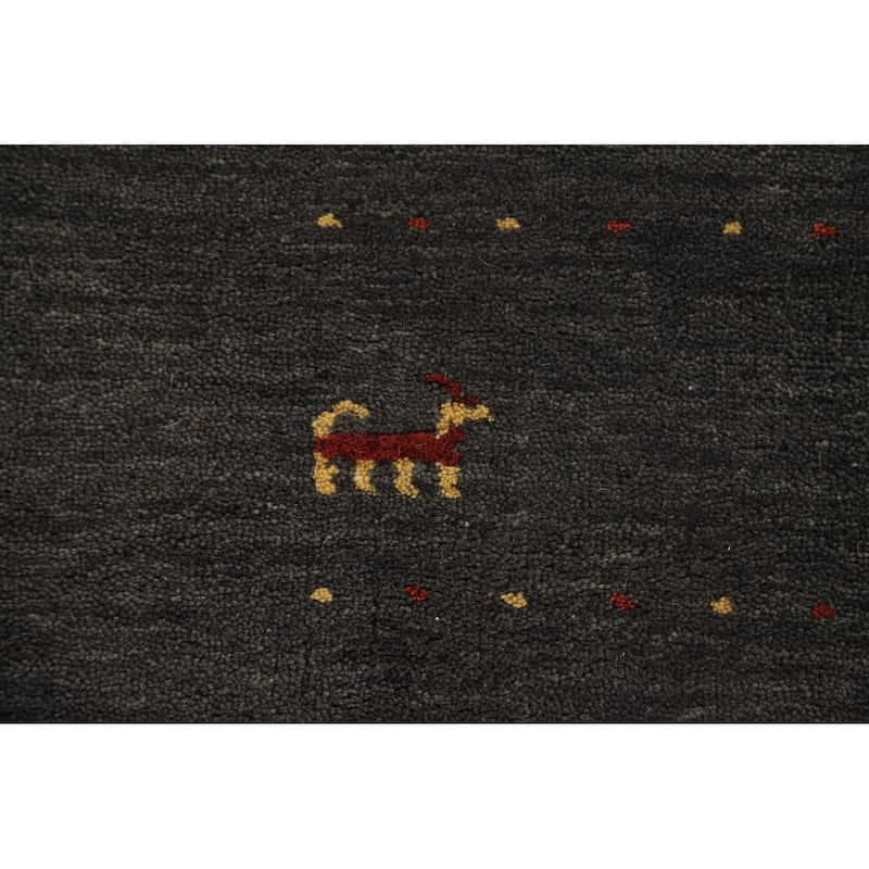 Tribal Animals Gabbeh Oriental Area Rug Wool Carpet - 6'1"x 9'9"