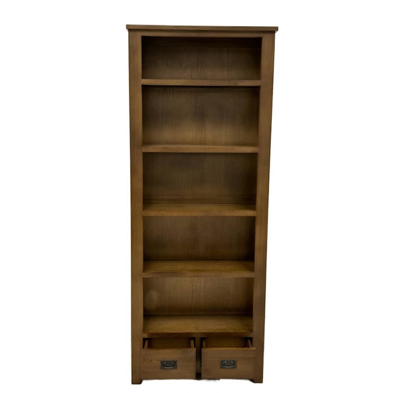 Mission Quarter Sawn Oak Open Shelf Bookcase - Walnut