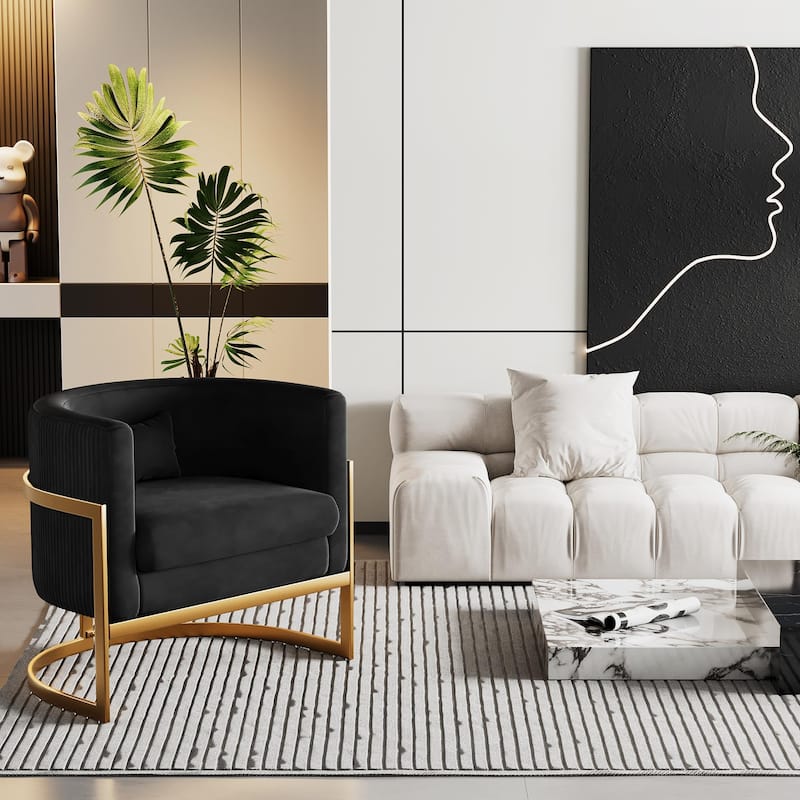 Accent Chair, Velvet Barrel Chair Modern Arm Chair for Living Room