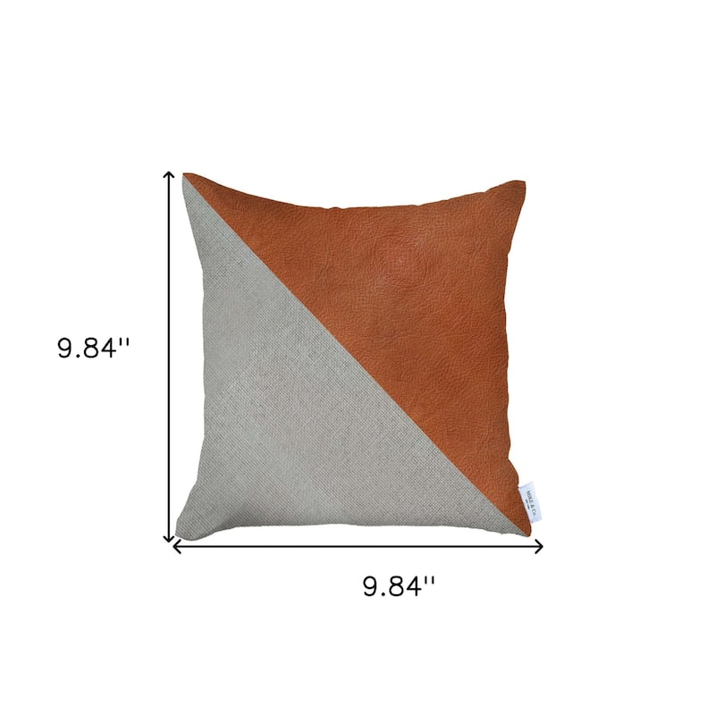 HomeRoots 18" X 18" Brown And Grey Geometric Zippered Handmade Polyester Throw Pillow Cover