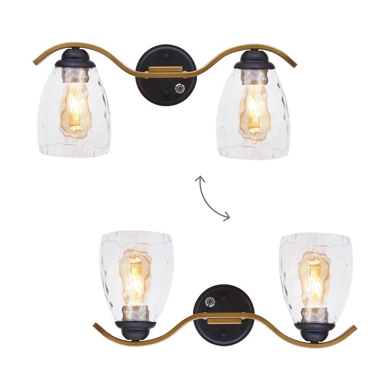 Teamson Home 2-Light Bathroom Vanity Wall Sconce, Dimmable LED Fixture for Modern Bath, Mirror, and Powder Room Lighting