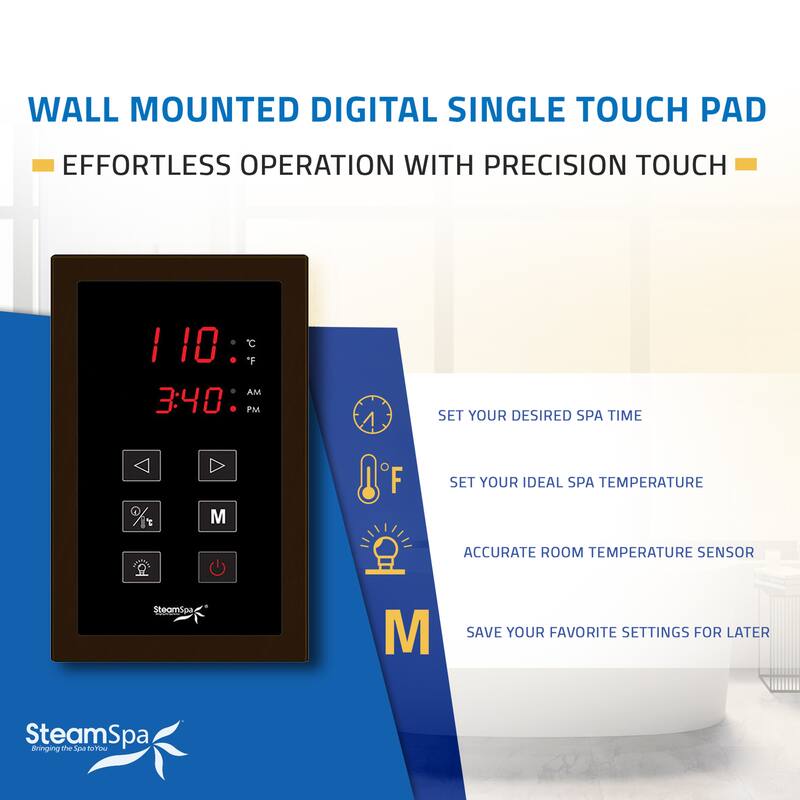 Oasis Series 7500-Watts Steam Generator with Continuous Steam Plus Easy Touch Pad and Auto Drain
