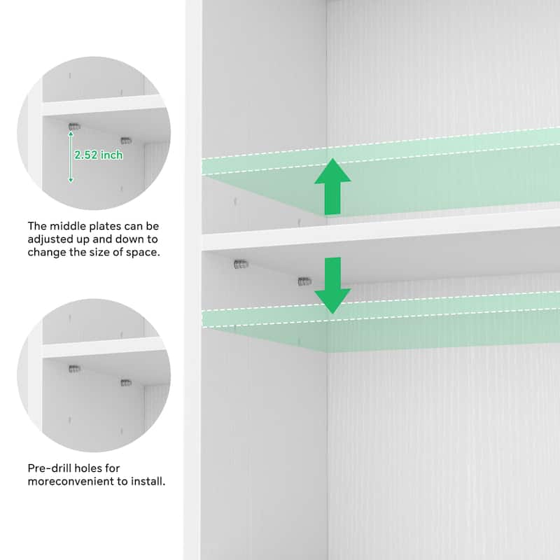 80"H Tall 6-Tier Bookcase With 2 Adjustable Shelves，Modern Open Storage Shelf for Home Office and Bedroom