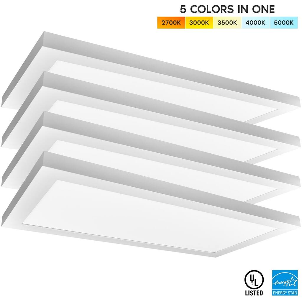 Luxrite 1x2 FT LED Panel Lights 22W Light Fixture 5 Color Selectable 2700K | 3000K | 3500K | 4000K | 5000K 2100lm 4-Pack