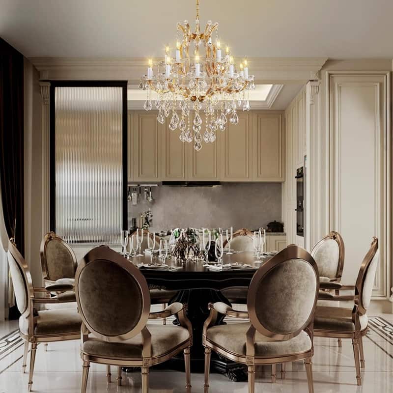 KAYLA 15 Lights Gold Candle Chandelier - Glod