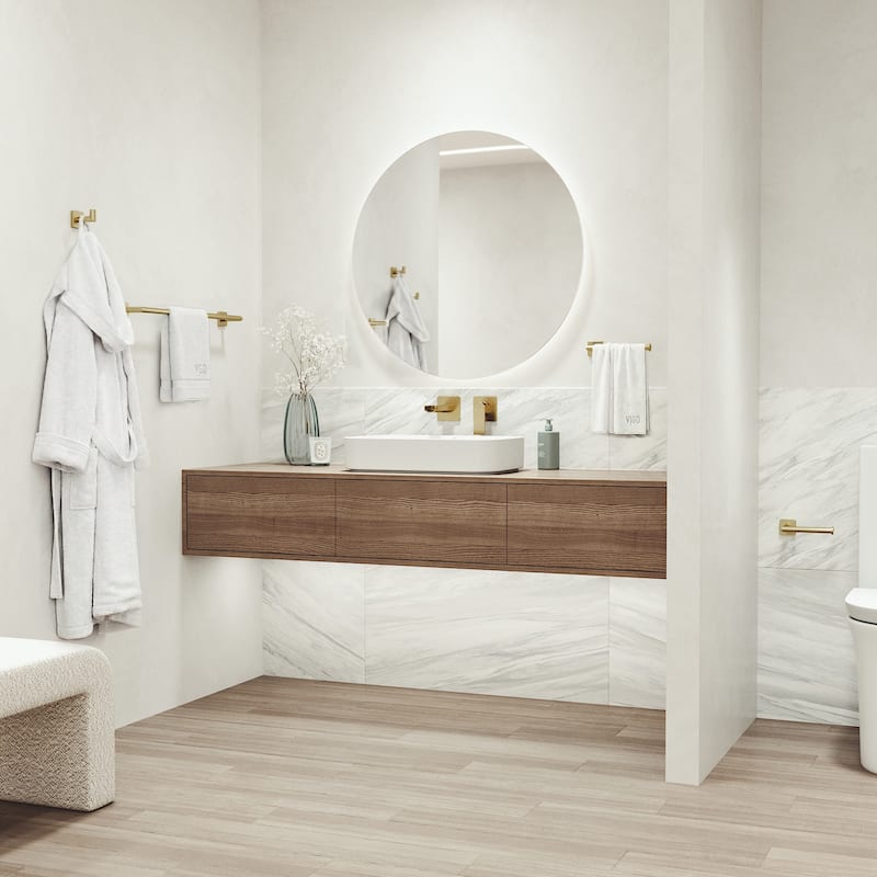 VIGO Satro 4-Piece Bathroom Hardware Accessory Set with 24 in. Towel Bar, Toilet Paper Holder, Hand Towel Holder, Hook