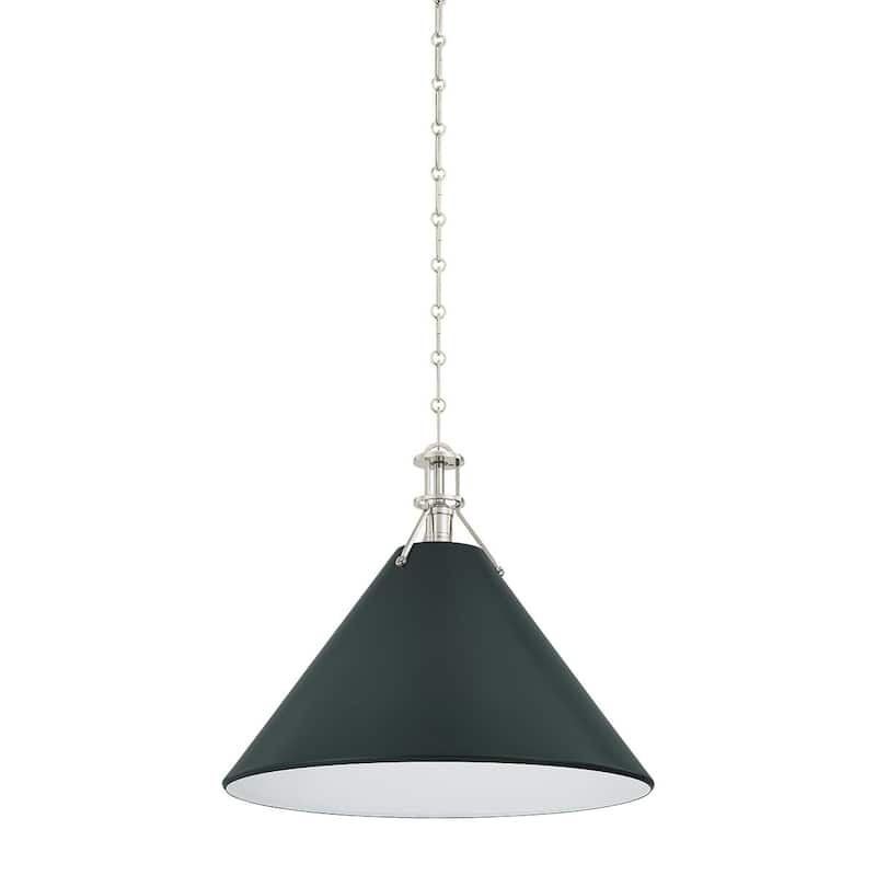 Hudson Valley Lighting MDS352L Painted No. 2 21" Wide Pendant - Polished Nickel / Soft Studio Green