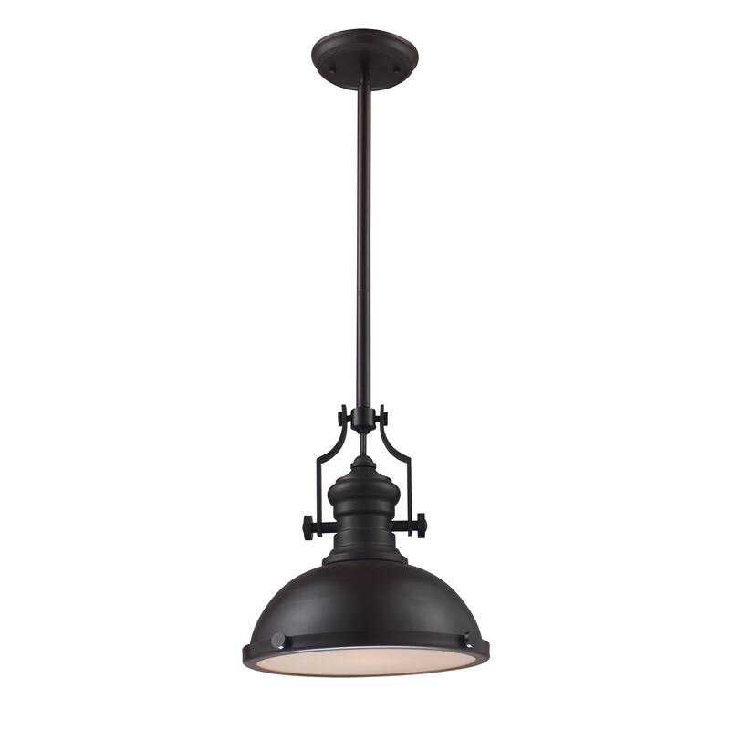 Chadwick 13-inch Wide 1-Light Pendant - 13in W x 13in D x 14in H - Oil Rubbed Bronze, Bronze Shade