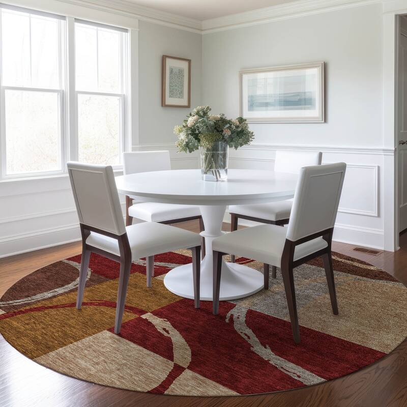 Machine Washable Indoor/ Outdoor Contemporary Chantille Rug