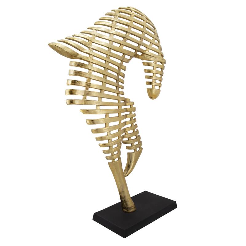 Sagebrook Home 64" Metal Horse Sculpture Large Contemporary Abstract Gold Aluminum Horse Statue - 39" x 14" x 64"