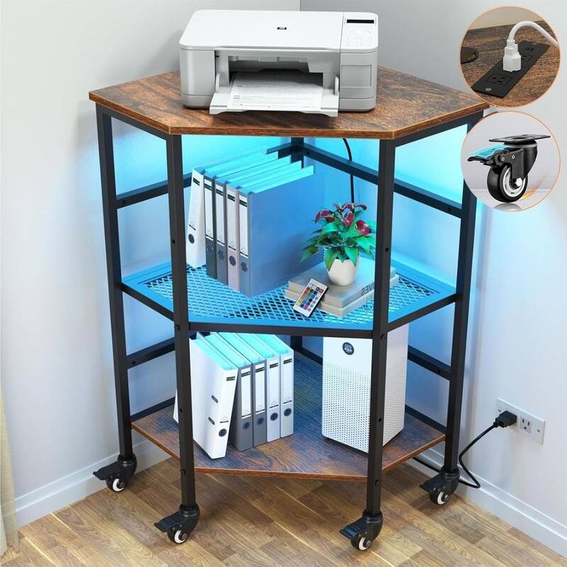 Corner Printer Stand Table - Black