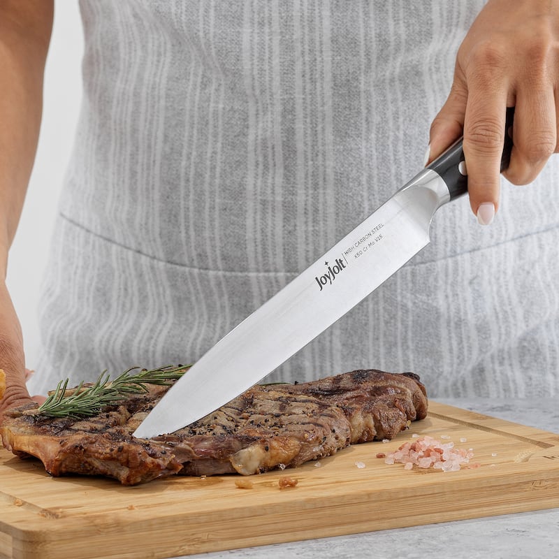 JoyJolt 8-in Slicing Knife High Carbon Steel Kitchen Knife - Stainless Steel - Stainless Steel