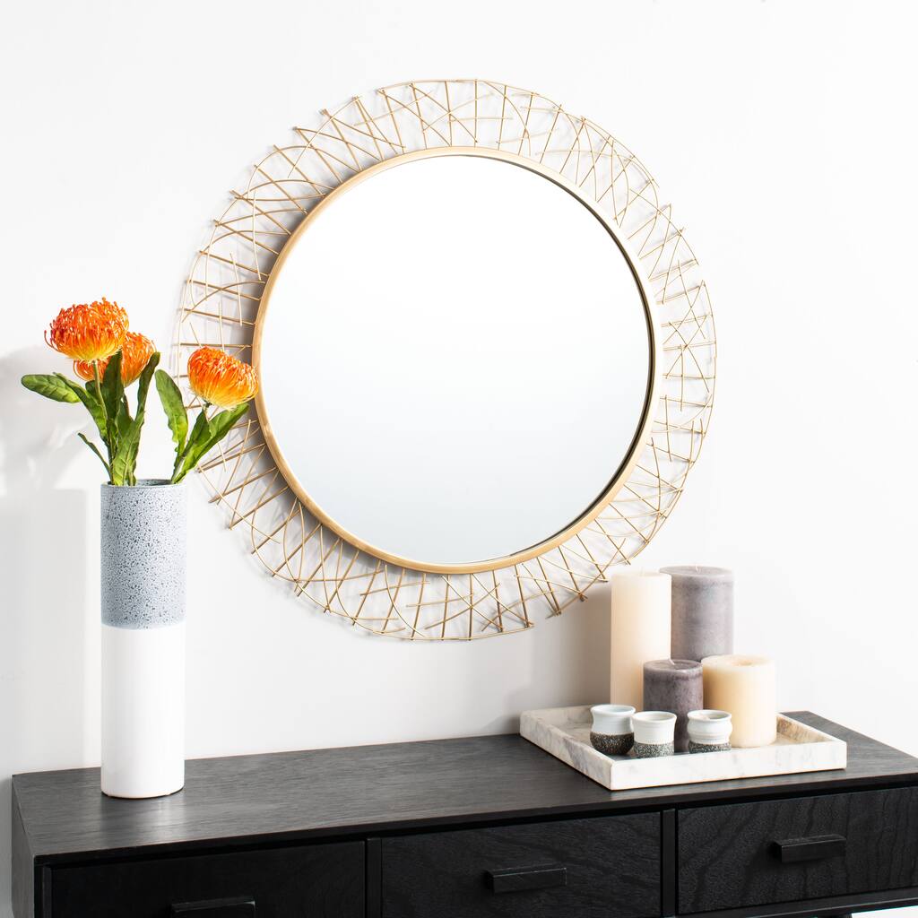 SAFAVIEH Kiersten 29-inch Gold Round Mirror - 28.8" W x 1.3" L x 28.8" H - 29Wx1Dx29H