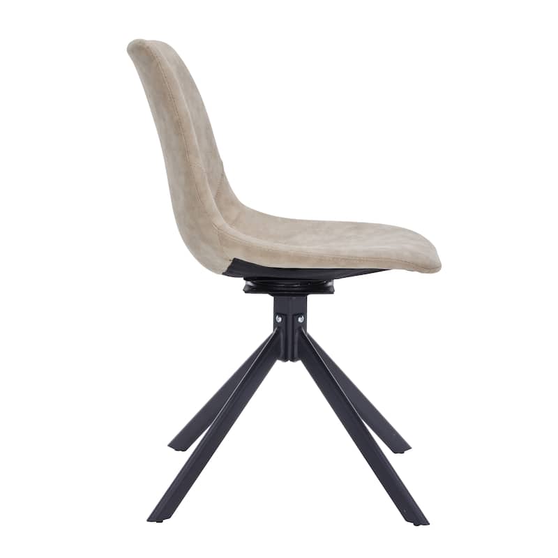 Markley Leather Dining Chair 360 Degree Swivel with Iron legs Modern Accent Side Chair