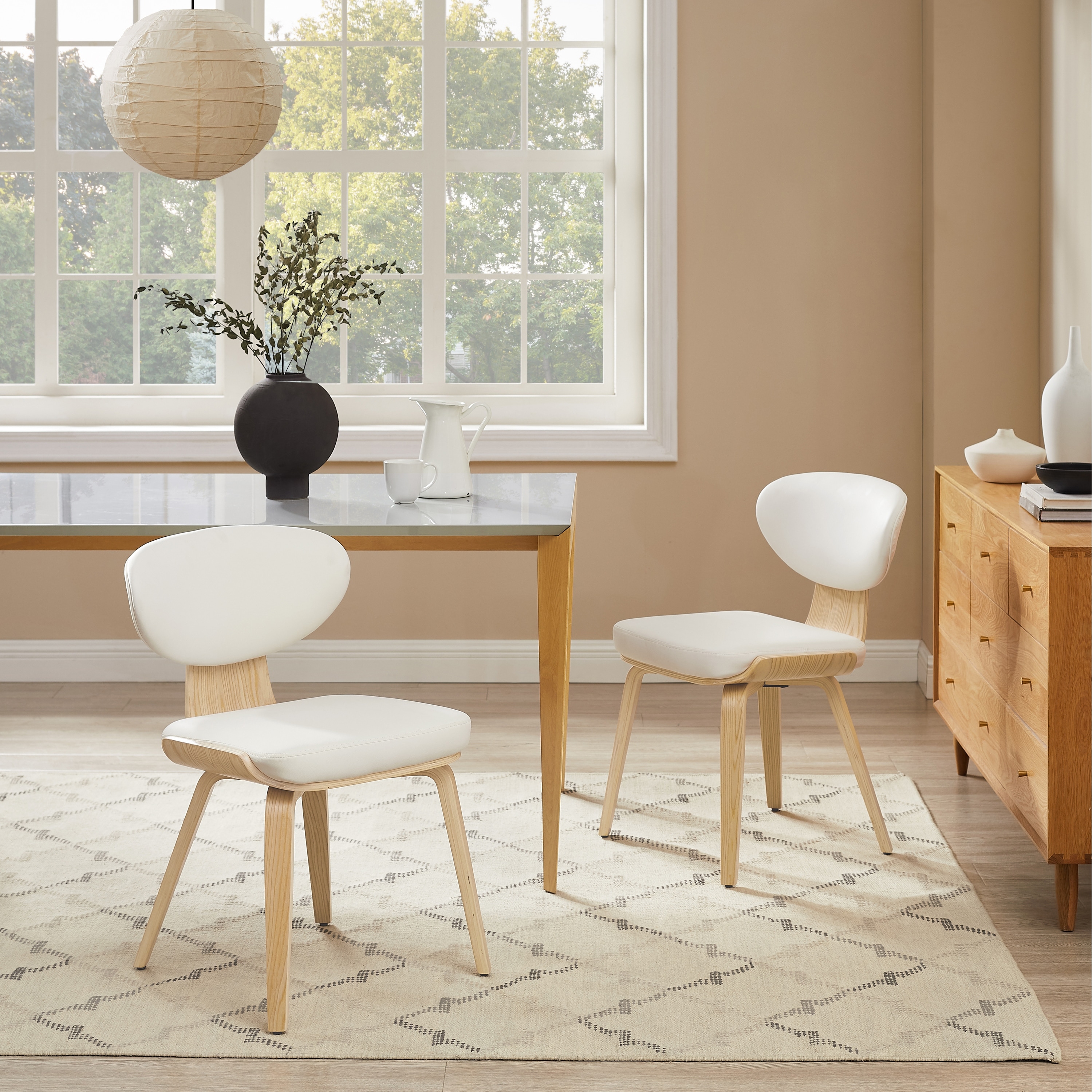 Art Leon Wood and PU Leather Dining Chair (Set of 2).