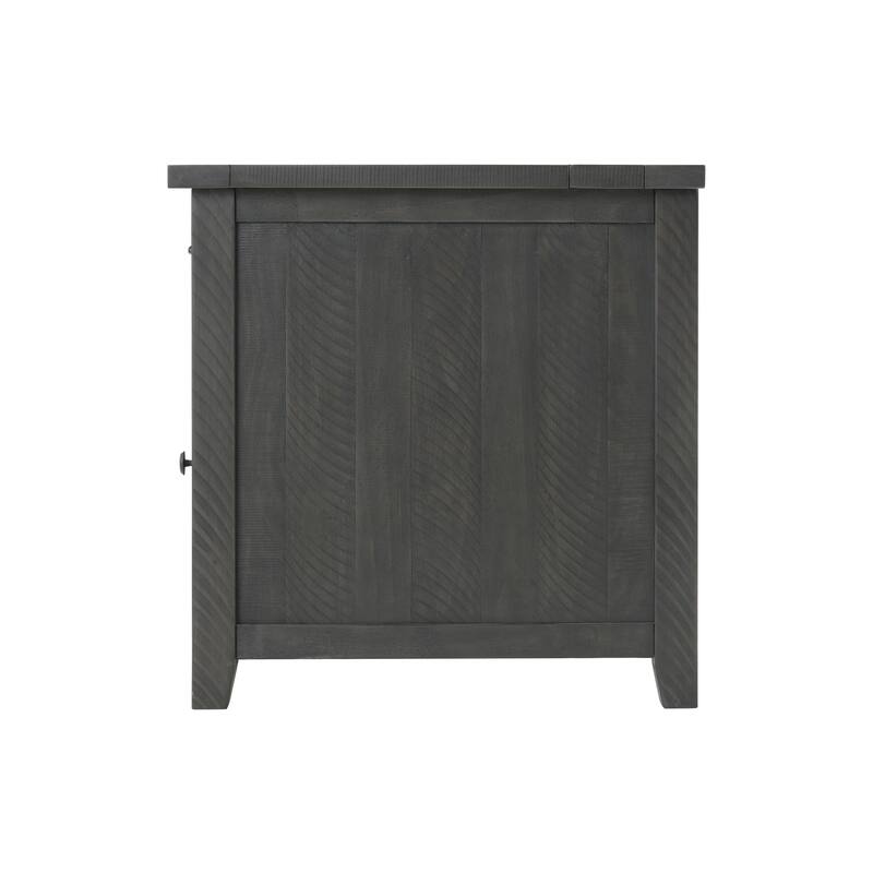 Rustic Solid Wood Chairside End Table with Hidden Charging Station
