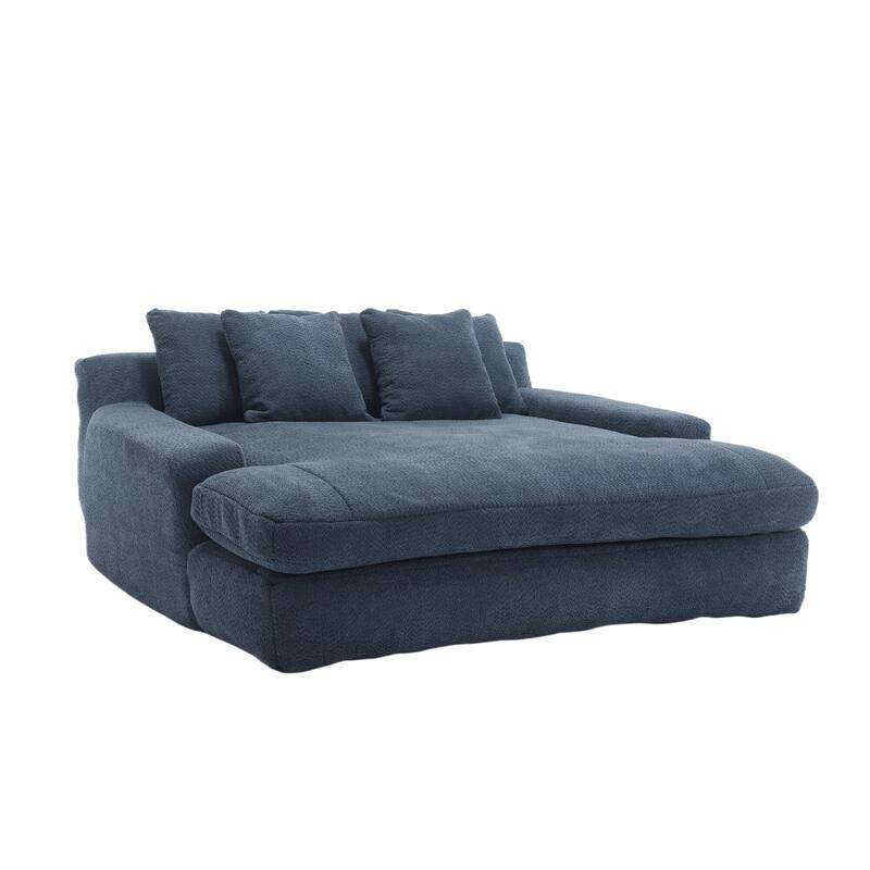 Chenille Upholstered 2-seater Deep Seat lazy sofa bed With 5 back pillows