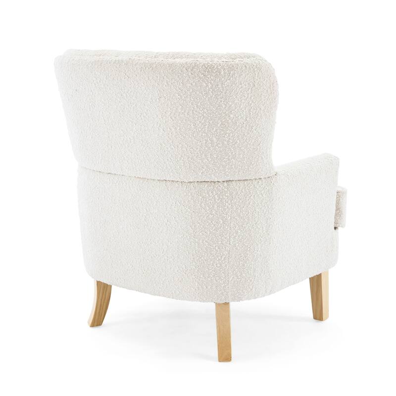 Modern 29.5" Upholstered Button Tufted Club Chair with Rubber Wood Legs and Nailheads
