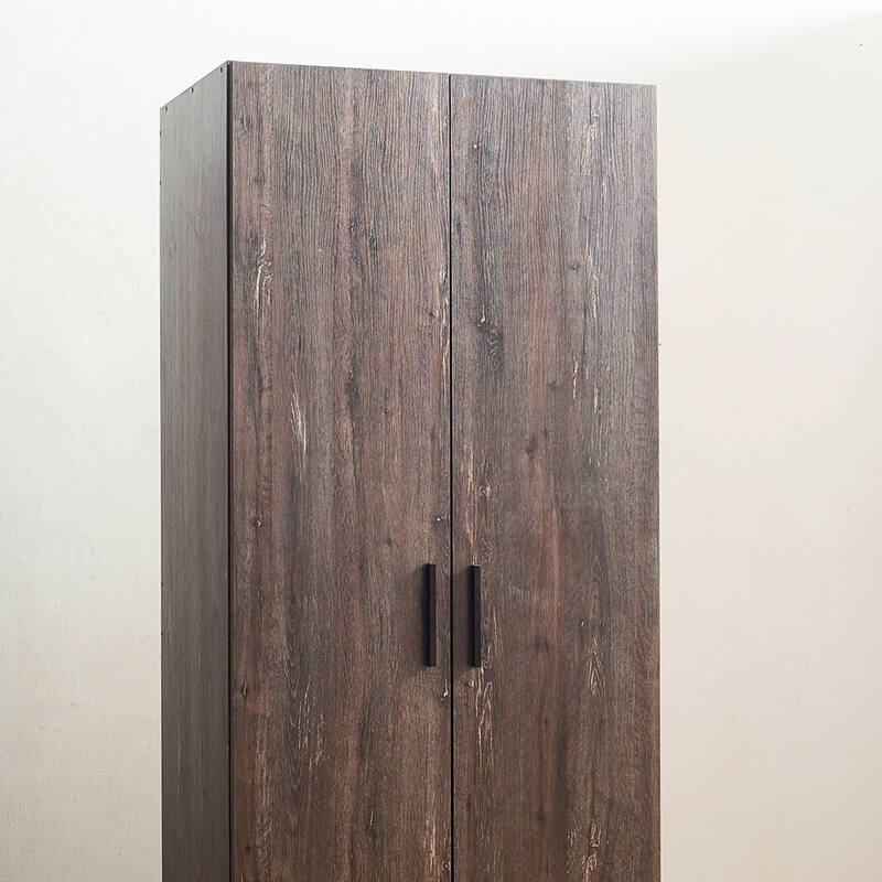 Willow Two-Door Wood Closet with One Shelf in Rustic Gray