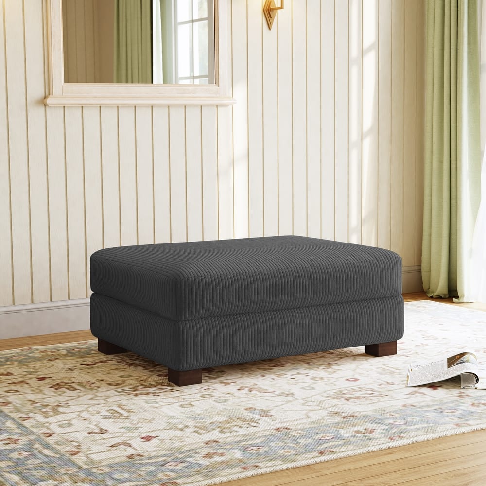 Modern Corduroy Fabric Oversized Accent Ottoman