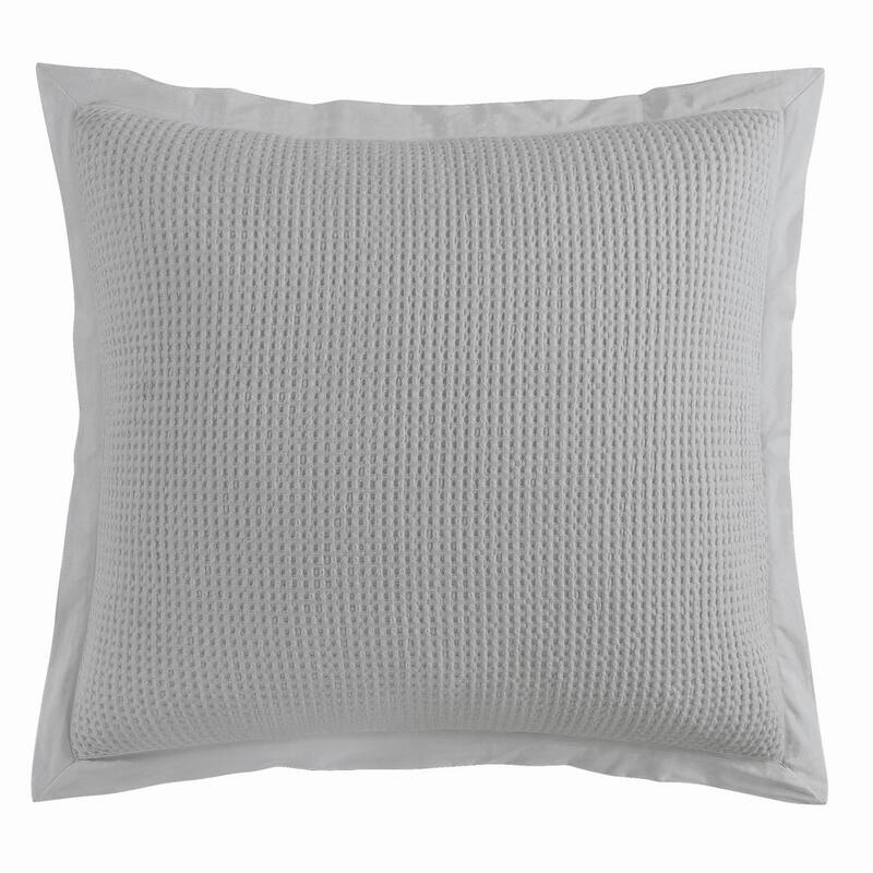 HiEnd Accents Stonewashed Cotton Waffle Weave Euro Sham, 27"x27" - Gray