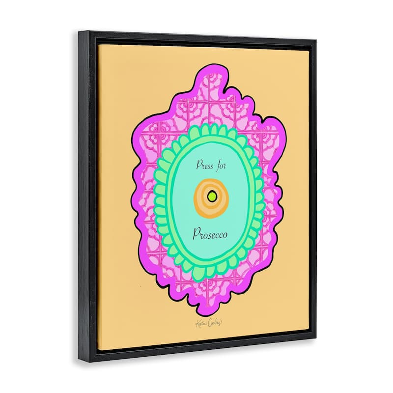 Stupell Press For Prosecco Button Framed Floater Canvas Wall Art Design By Katie Conley