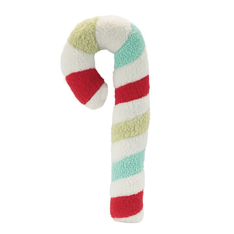 Set of 2 Plush Candy Cane Christmas Decorations for Home - 9” x 4” x 22.5” - White-Red-Green