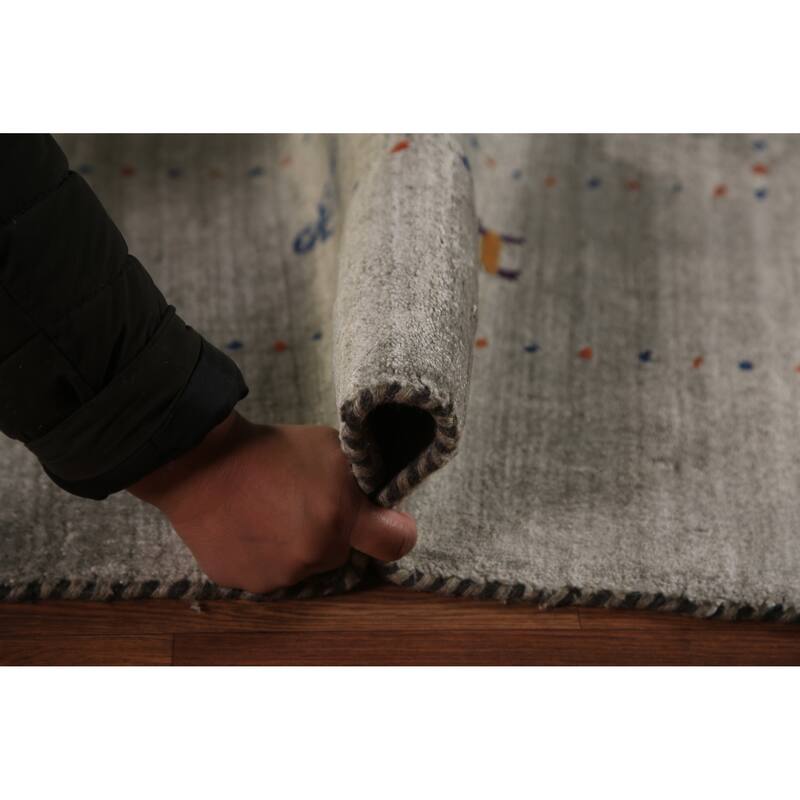 Gabbeh Oriental Area Rug Hand-Knotted Living Room Wool Carpet - 8'0" x 9'5"