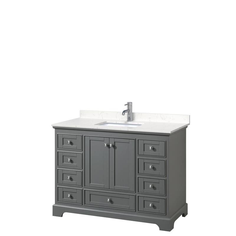 Deborah 48-inch Single Vanity, Cultured Marble Top - Dark Gray, Chrome Trim,Carrara Cultured Marble Top