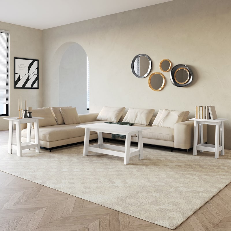 CraftPorch Rustic 2-Pieces End Tables with Coffee Table