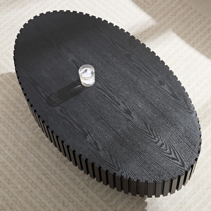 Modern Handcraft Drum Coffee Table Length 43.31"Round Coffee Table for Living Room