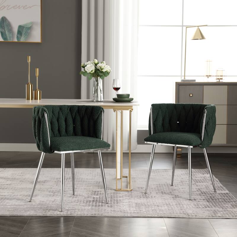 Leisure Velvet Dining Chairs With Metal Feet 2PC/SET