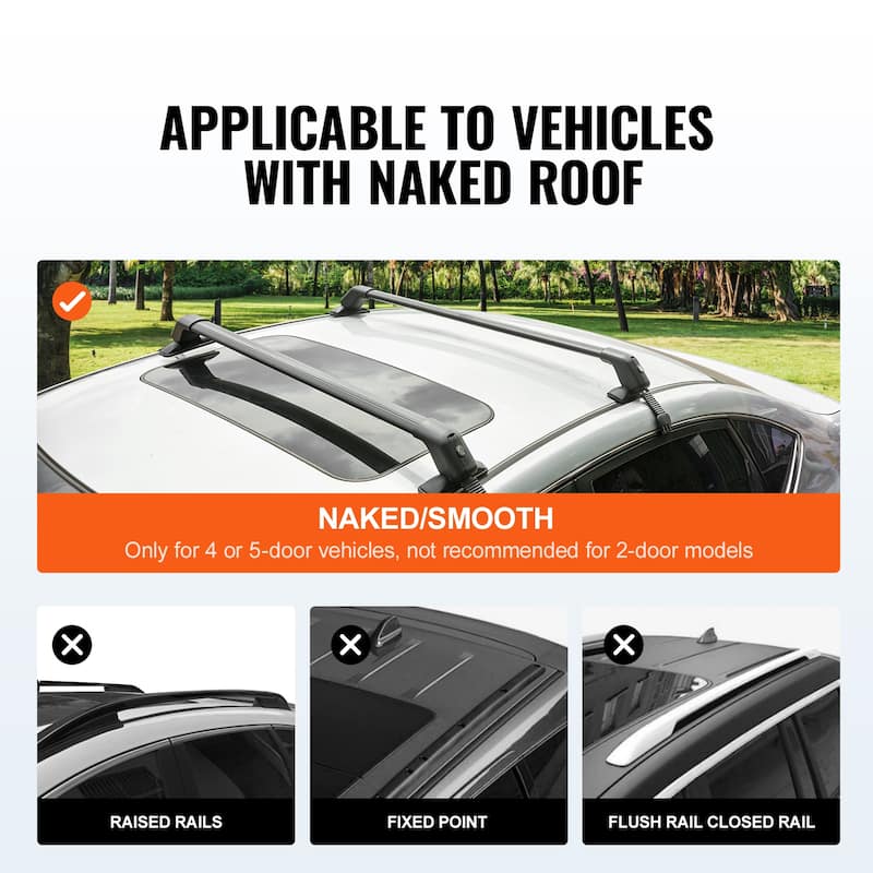 Universal Roof Rack Cross Bars, Aluminum Roof Rack Crossbars, for SUVs, Sedans, and Vans