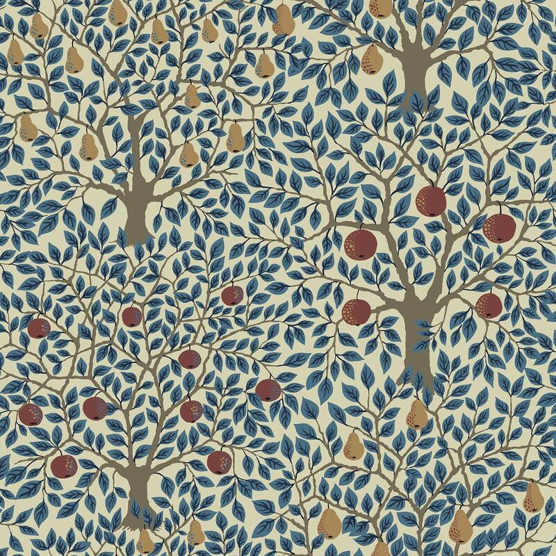 A-Street Prints Pomona Blue Fruit Tree Wallpaper