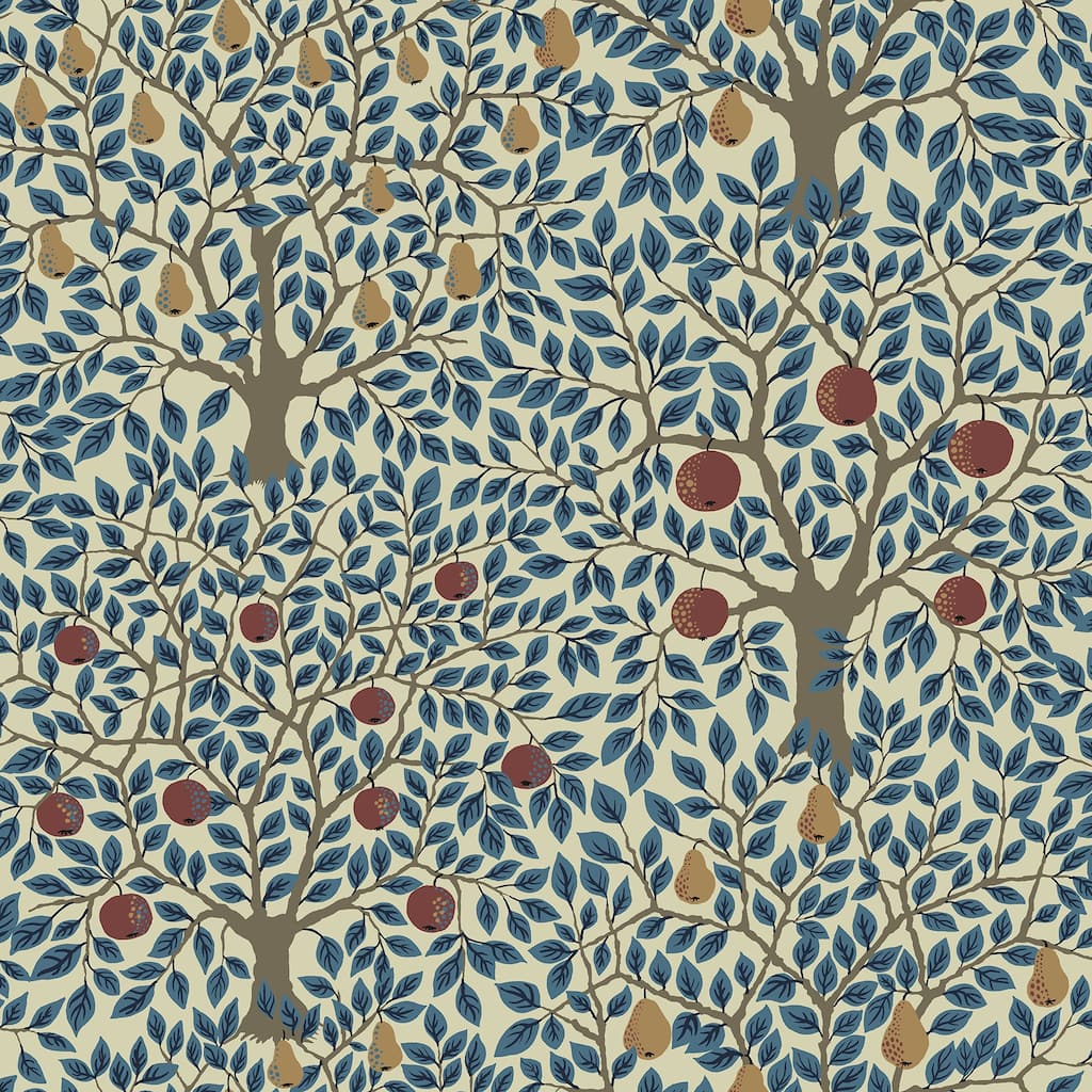 A-Street Prints Pomona Blue Fruit Tree Wallpaper