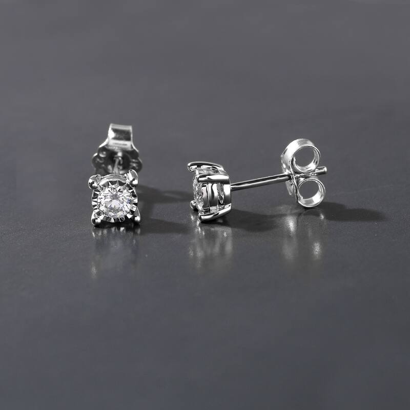 1/20ct - 3/4ct TDW Diamond Stud Earrings in Silver for Women - 1/6 ct - White