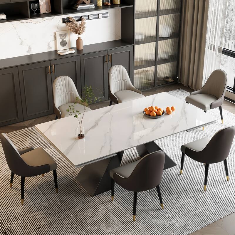 Dining Chair Modern Accent Chairs Faux Leather Side Chairs (Set of 4)