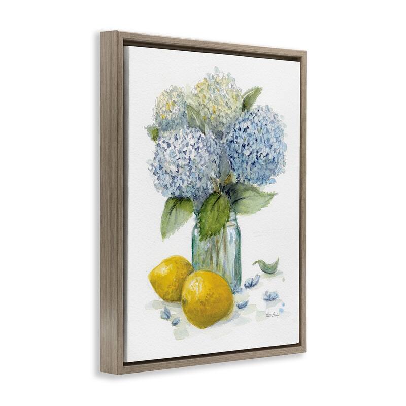 Stupell Hydrangeas & Lemons Vase Framed Floater Canvas Wall Art Design By Patti Bishop