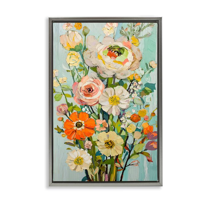 Stupell Flowers On A Whim Framed Floater Canvas Wall Art Design By Franklyn Gregory - 21 x 31 - Grey