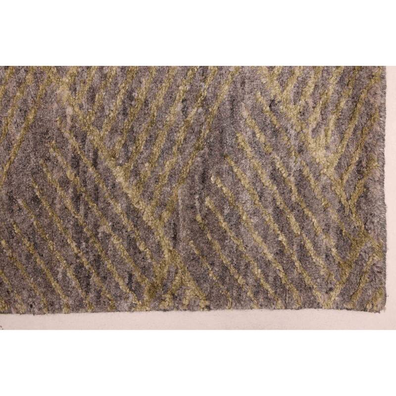 ECARPETGALLERY Hand Loomed Elysian Dark Grey Silk, Wool Rug - 5'11 x 8'11