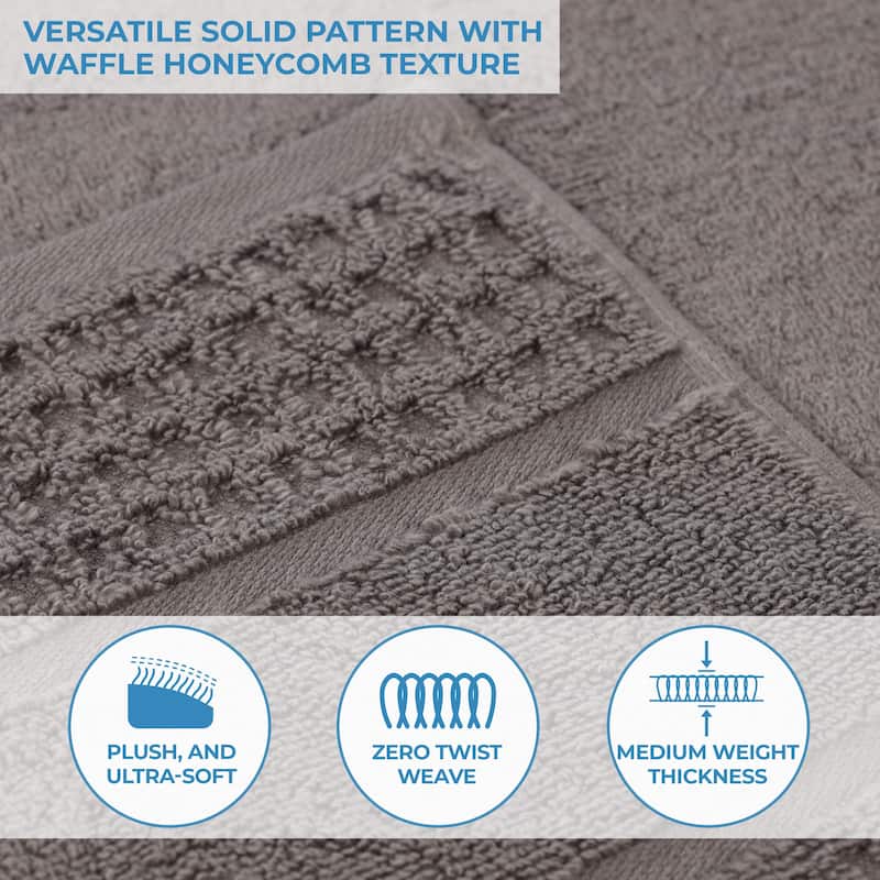 Superior Napa Zero Twist Cotton Waffle 3 Piece Bathroom Towel Set