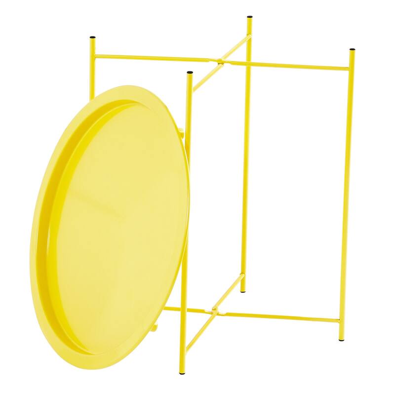VECELO Side/End Table, Folding Round Metal Anti-Rust and Waterproof Outdoor for Living Room Bedroom,Nightstands