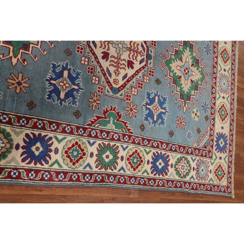 Light Blue Kazak Oriental Rug Hand-Knotted Living Room Wool Carpet - 4'10" x 6'7"